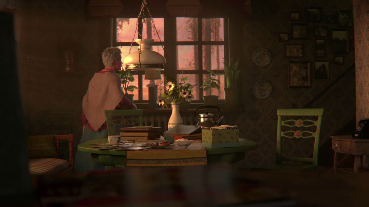 Unravel (Windows) screenshot: The intro shows a grandma and her balls of yarn