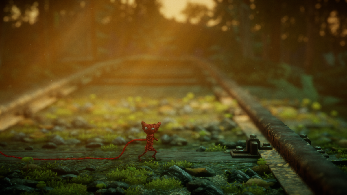 Unravel (Windows) screenshot: I hope a train is not coming this way