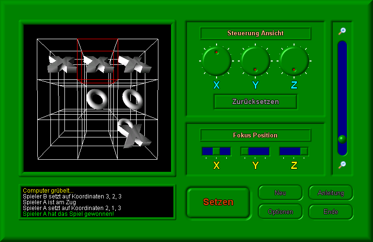 3D Tic-Tac-Toe (Windows) screenshot: Yeah! I've won the game.