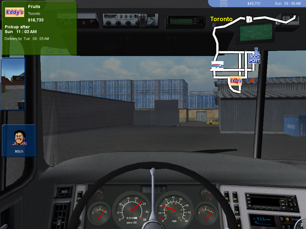 18 Wheels of Steel: Pedal to the Metal (Windows) screenshot: Different rigs don't just look different on the outside. The first person view is also different