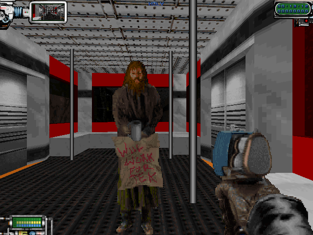 William Shatner's TekWar (DOS) screenshot: A Tek addict in the subway.