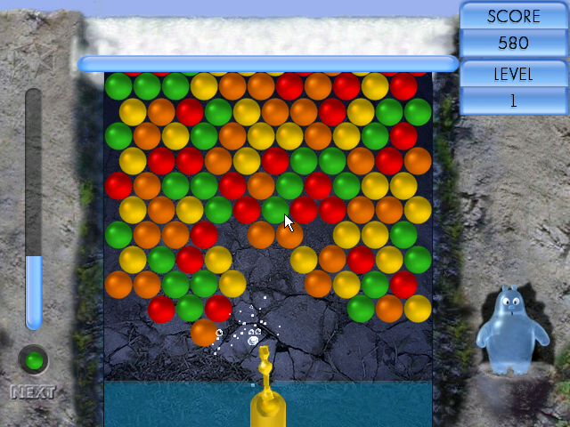 Aqua Bubble (Windows) screenshot: the bubbles are critical low