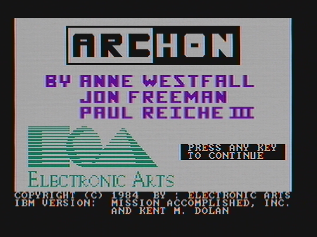Archon: The Light and the Dark (PC Booter) screenshot: Title screen (CGA with composite monitor)