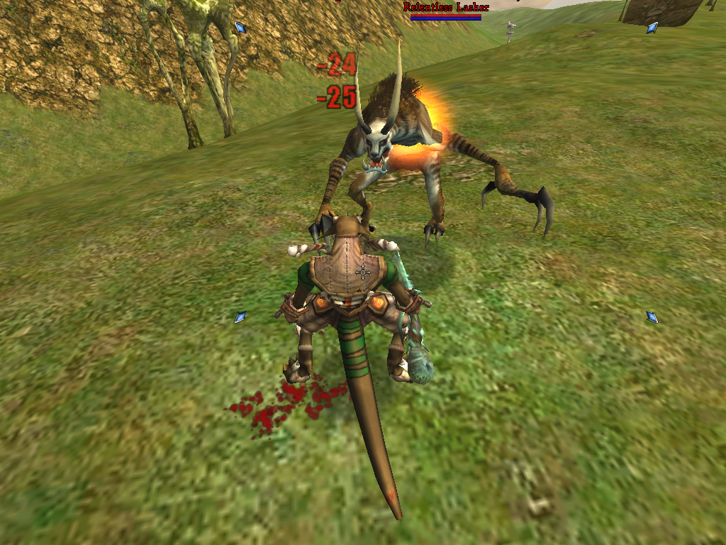 Asheron's Call 2: Fallen Kings (Windows) screenshot: Malvor takes a beating while trying to get an exciting, action-packed screenshot.