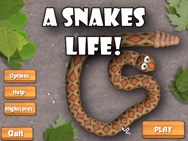 A Snake's Life (Windows) screenshot: Main menu