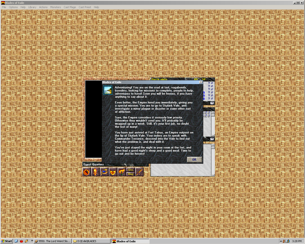 Blades of Exile (Windows 3.x) screenshot: Beginning the first scenario