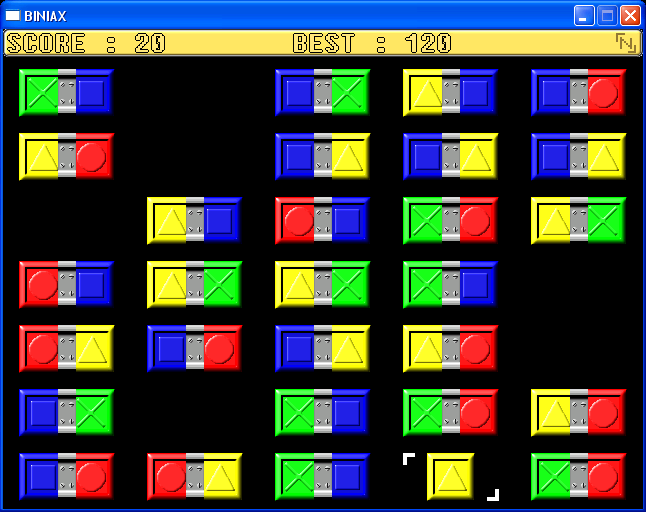 Biniax (Windows) screenshot: Playing the game, but almost lost...