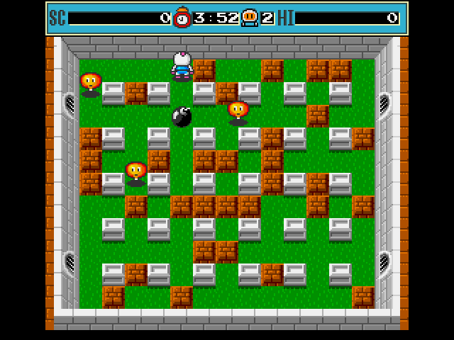Bomberman (Amiga) screenshot: Drop your bomb and wait for creature to get near it