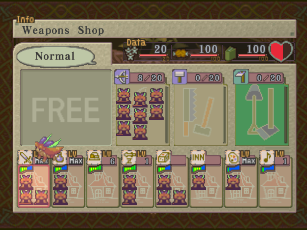 Breath of Fire IV (Windows) screenshot: After you meet the fairies, you can build a town with them...set your building types and who does what