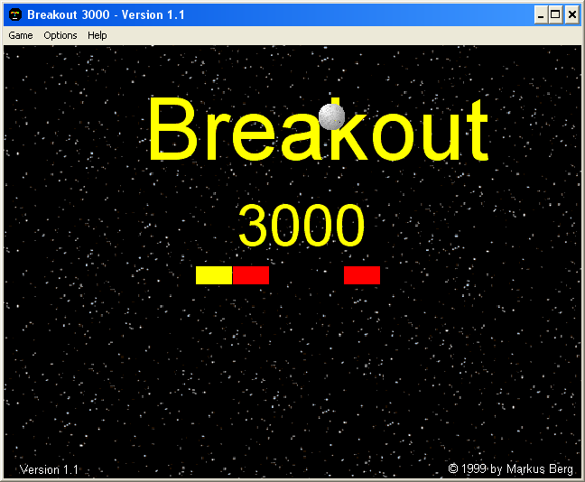 Breakout 3000 (Windows 3.x) screenshot: Title screen