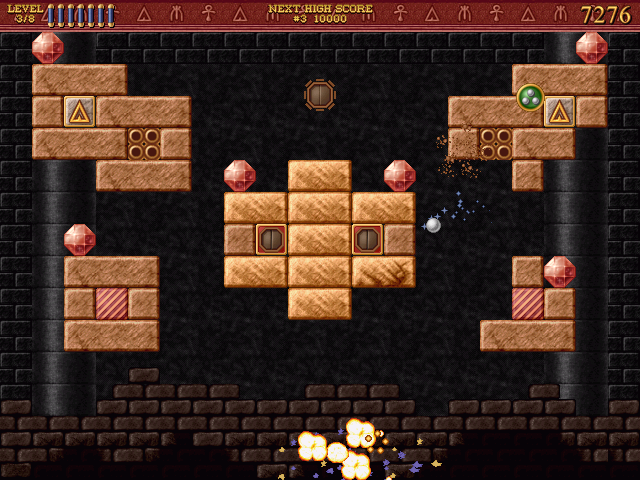 Bricks of Egypt (Windows) screenshot: Level Pack 2 - Level 3 - just collected a death "power-up"