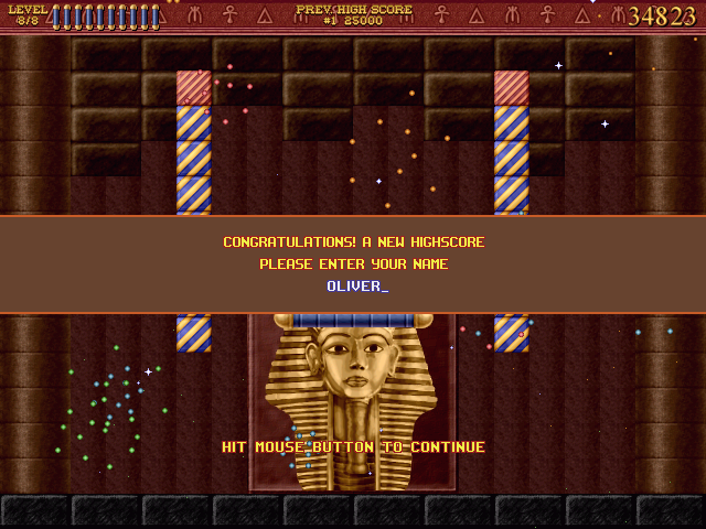 Bricks of Egypt (Windows) screenshot: Qualified for the Highscore