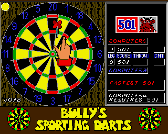 Bully's Sporting Darts (Amiga) screenshot: The game is fastest 501