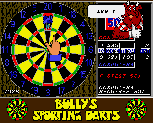 Bully's Sporting Darts (Amiga) screenshot: 180 points in one turn