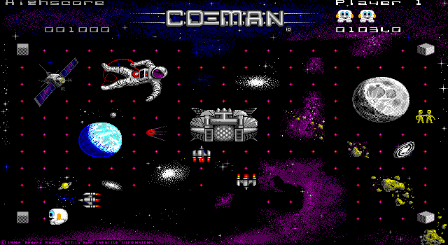 CD-Man Version 2.0 (DOS) screenshot: Deep Space
