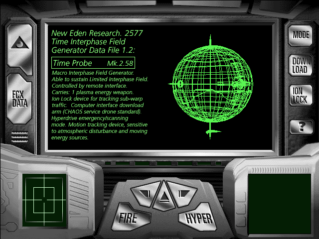 The C.H.A.O.S. Continuum (Windows 3.x) screenshot: This is the probe you are using to complete your objectives