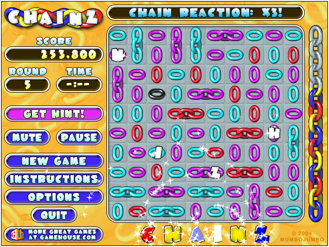 Chainz (Windows) screenshot: All CHAINZ letters collected, which resulted in extra bonus points