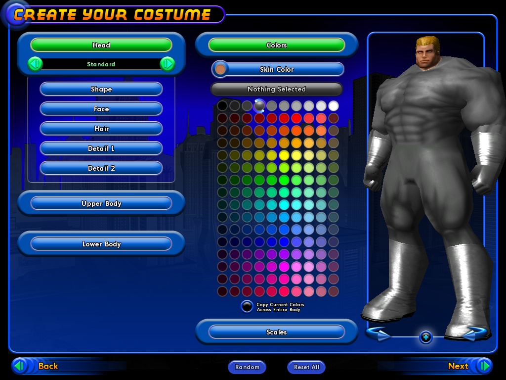 City of Heroes (Windows) screenshot: You can spend hours just in the character creation screen, playing with the settings.