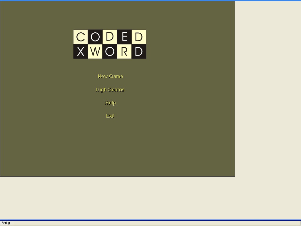 Coded X-Word (Windows) screenshot: Main menu