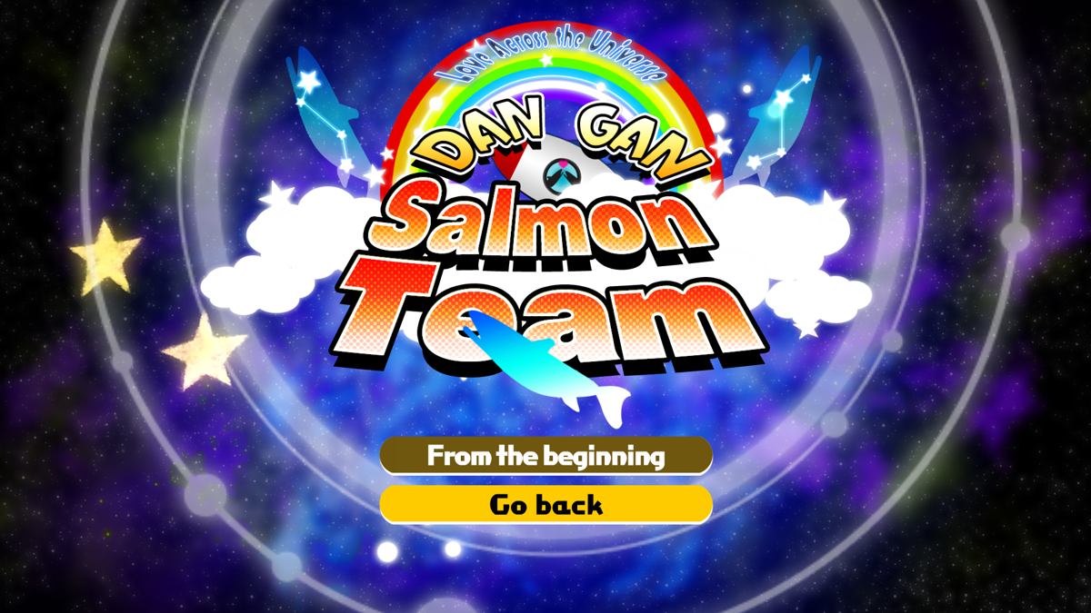 Danganronpa V3: Killing Harmony (Windows) screenshot: Extra mode: Dan Gan Salmon Team. Title screen