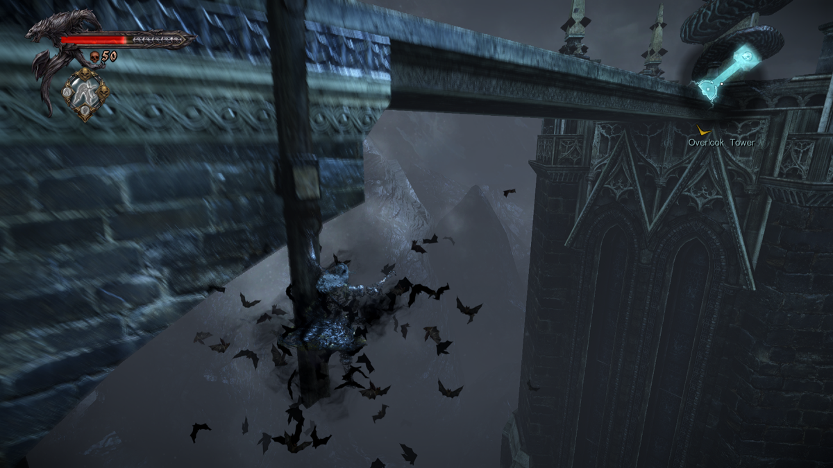 Castlevania: Lords of Shadow 2 - Revelations (Windows) screenshot: With the new swarm of bats ability Alucard can reach far away platforms and grappling points
