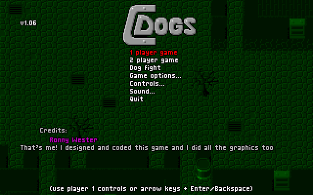 C-Dogs (DOS) screenshot: Main Menu