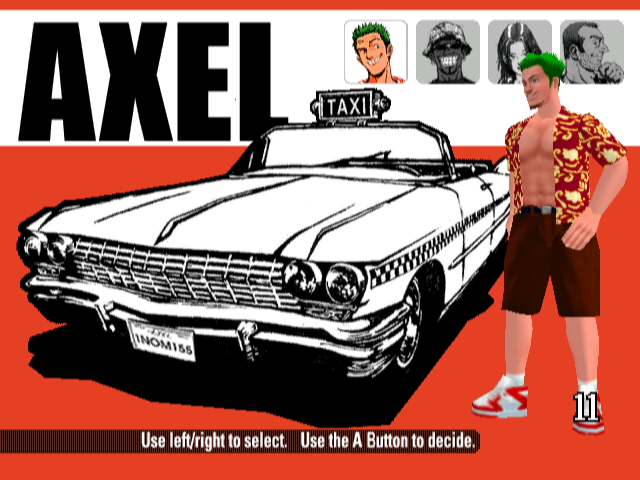 Crazy Taxi (GameCube) screenshot: Select a car and driver.