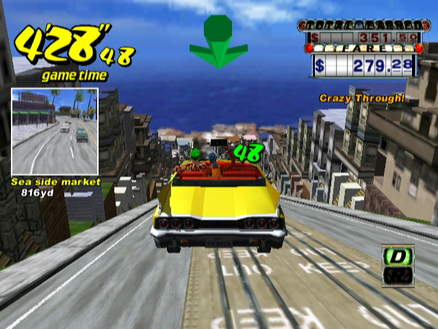 Crazy Taxi (GameCube) screenshot: Now THAT is a crazy jump.
