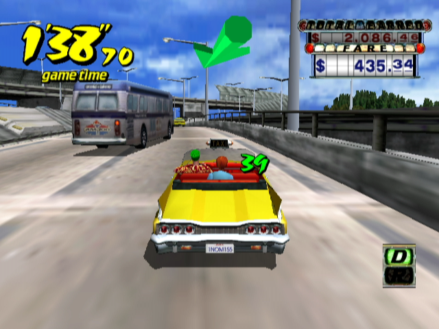 Crazy Taxi (GameCube) screenshot: On the Freeway