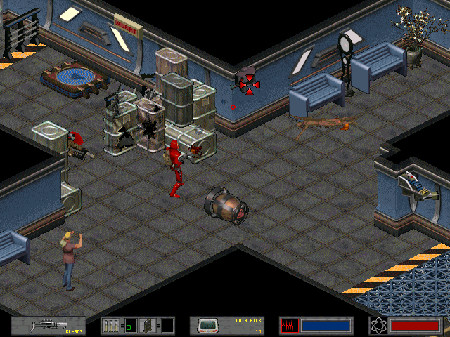 Crusader: No Regret (DOS) screenshot: Destroy cameras to disable the security systems.