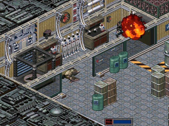 Crusader: No Regret (DOS) screenshot: Control the droids and kill any resistance without problems.