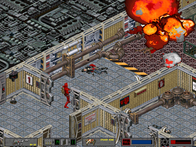 Crusader: No Regret (DOS) screenshot: Explosive barrels can be very useful.