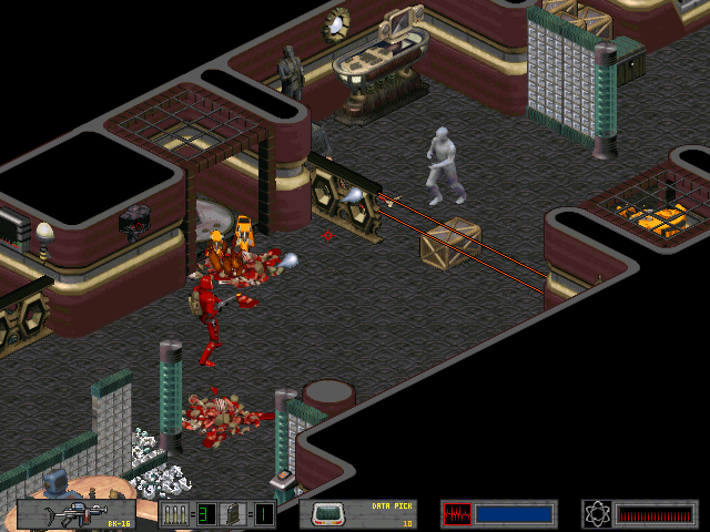 Crusader: No Regret (DOS) screenshot: BK-16 weapon can freeze enemies.