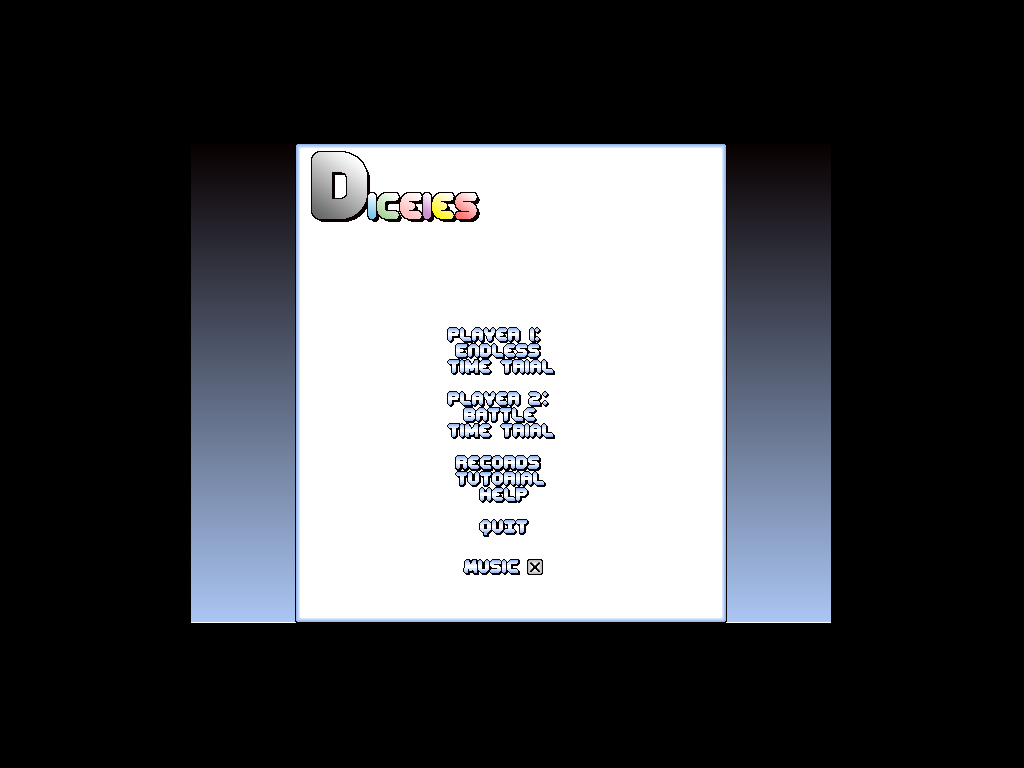 Diceies (Windows) screenshot: Main menu