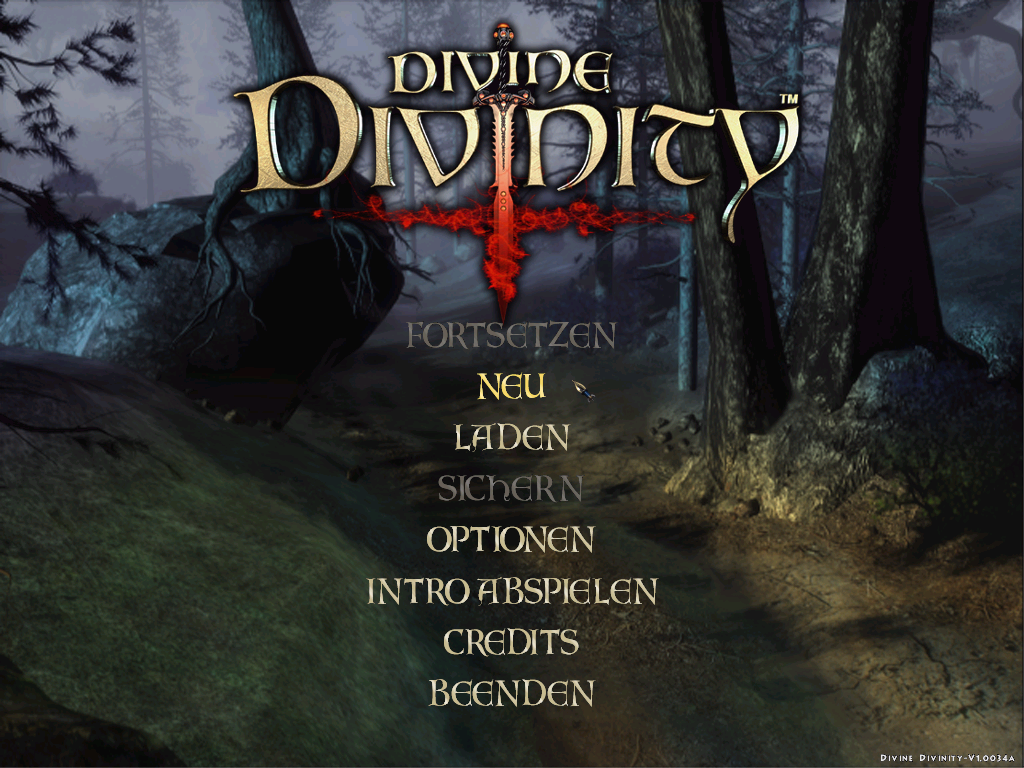 Divine Divinity (Windows) screenshot: Main menu