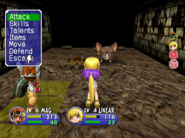 Evolution Worlds (GameCube) screenshot: The game begins with an easy battle