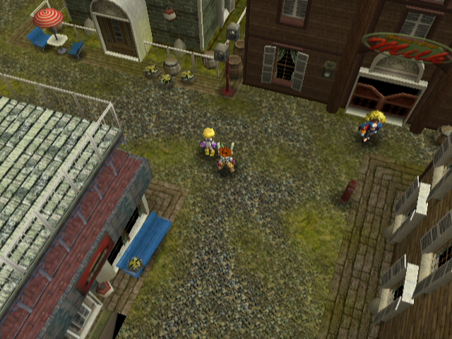 Evolution Worlds (GameCube) screenshot: Visit the town to buy items or find members for your adventuring party