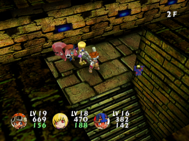 Evolution Worlds (GameCube) screenshot: Stairs to another floor in a dungeon