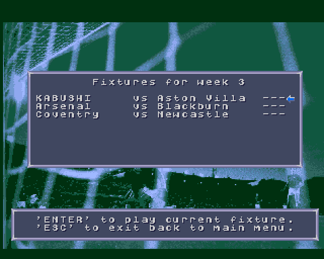 Fantasy Manager: The Computer Game (Amiga) screenshot: Fixtures