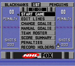 NHL 96 (SNES) screenshot: Match Options