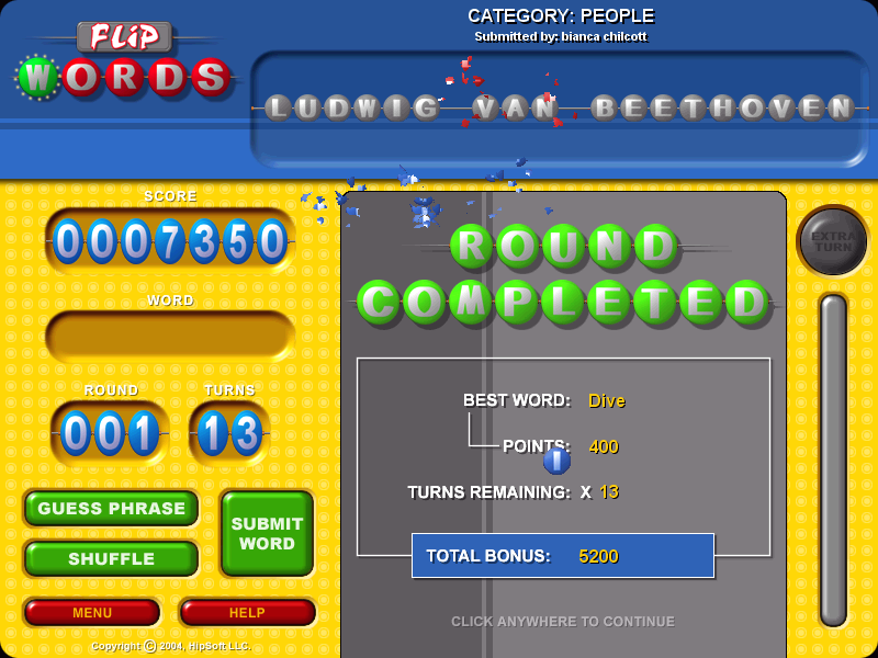 Flip Words (Windows) screenshot: Level completed