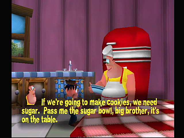 Floigan Bros.: Episode 1 (Dreamcast) screenshot: The tutorial takes place in the kitchen.
