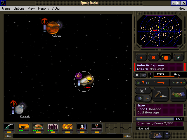 Space Bucks (Windows 3.x) screenshot: Local planetary view