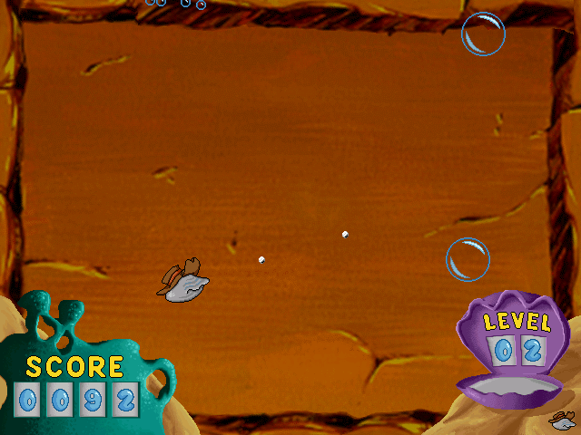 Freddi Fish 4: The Case of the Hogfish Rustlers of Briny Gulch (Windows) screenshot: <moby game="Asteroids">Asteroids</moby> clone