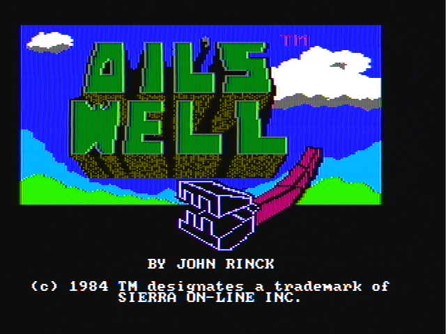 Oil's Well (PC Booter) screenshot: Title screen (CGA Composite mode)