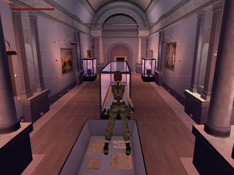 Lara Croft: Tomb Raider - The Angel of Darkness (Windows) screenshot: Crossing this laser-protected room is tricky