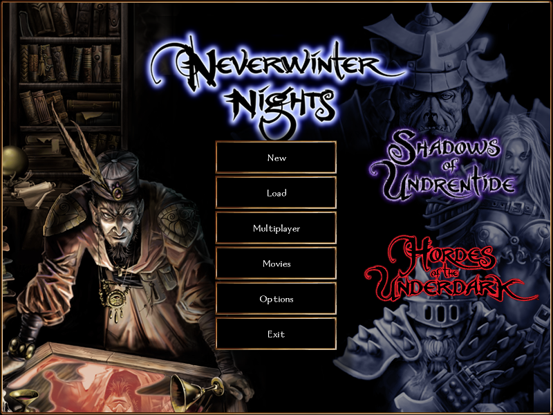 Neverwinter Nights: Hordes of the Underdark (Windows) screenshot: The title screen after both expansions are installed