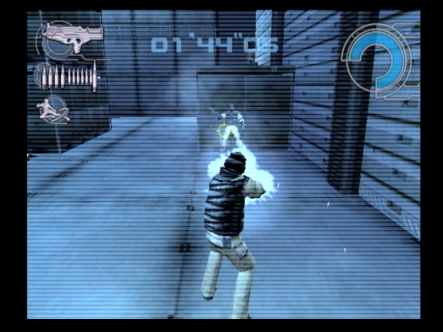 Ghost in the Shell: Stand Alone Complex (PlayStation 2) screenshot: Successfully hacked an enemy, now I can control his actions