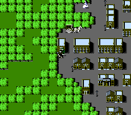 Meitantei Holmes: Kiri no London Satsujin Jiken (NES) screenshot: In the movement mode; a 2D map where Holmes and Watson can travel on foot or by carriage to their destinations that have been revealed by clues or in conversations.