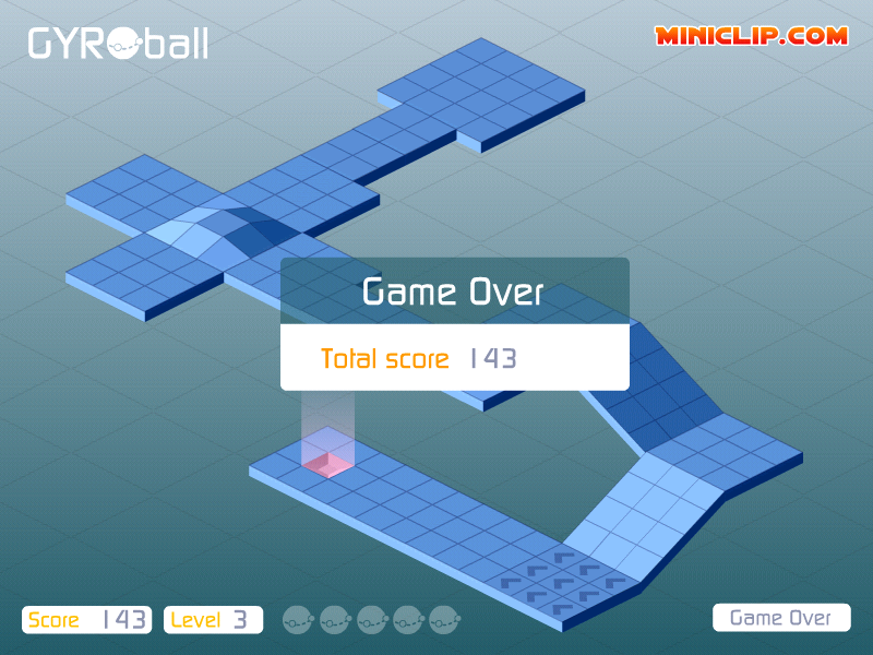 Gyroball (Windows) screenshot: Game Over